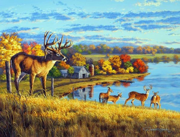 Пейзаж с людьми и животными