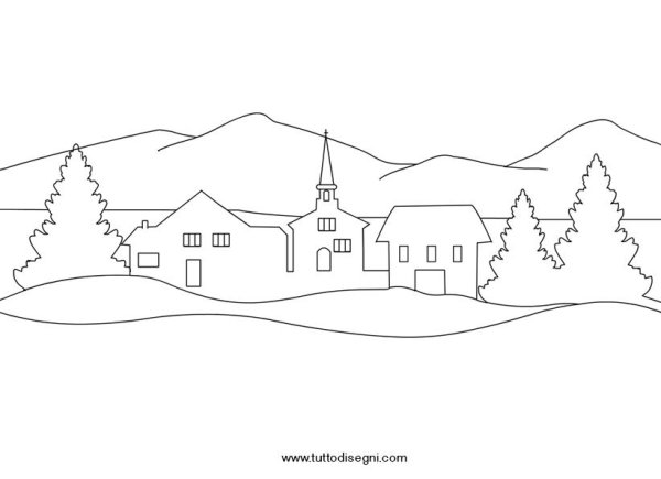 Зимний домик раскраска для детей