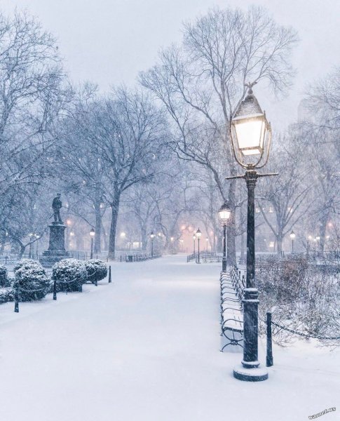 Зима фонарь снег