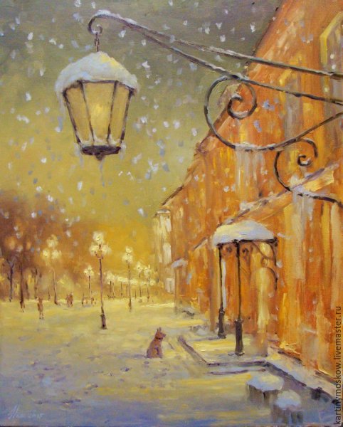 Зимний городской пейзаж живопись