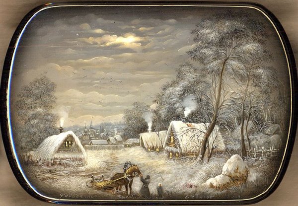 Федоскинская роспись пейзаж