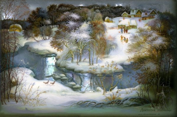 Лаковая миниатюра Федоскино пейзажи