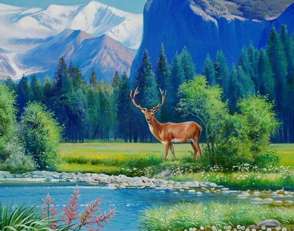 Гуашь Африканский пейзаж