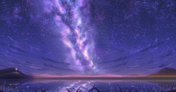 Ночное небо в поле арт