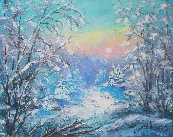 Зимний пейзаж рисунок