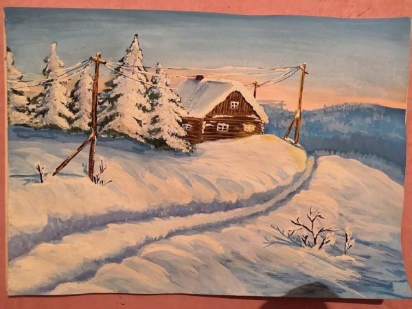 Рисование зимний пейзаж