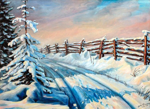 Рисование зимний пейзаж