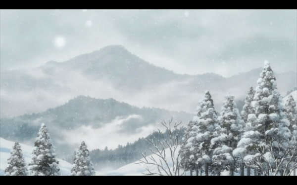 Зимний лес аниме