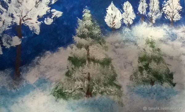 Рисование губкой пейзаж