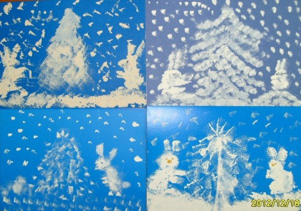 Нетрадиционная техника рисования зима