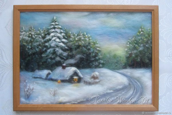 Зимняя картина из шерсти
