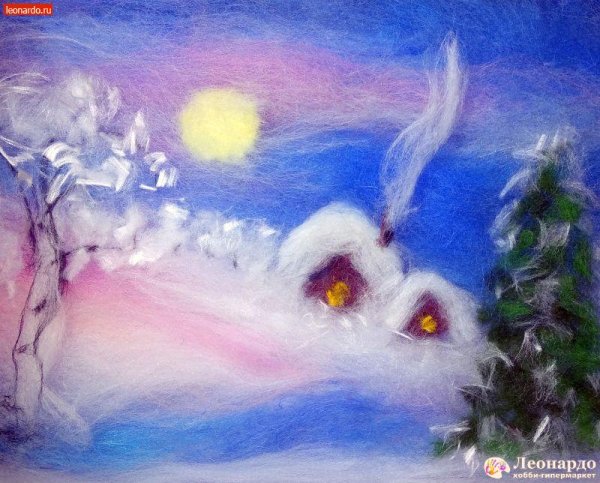 Марина Аскерова картины шерстью зимнее утро