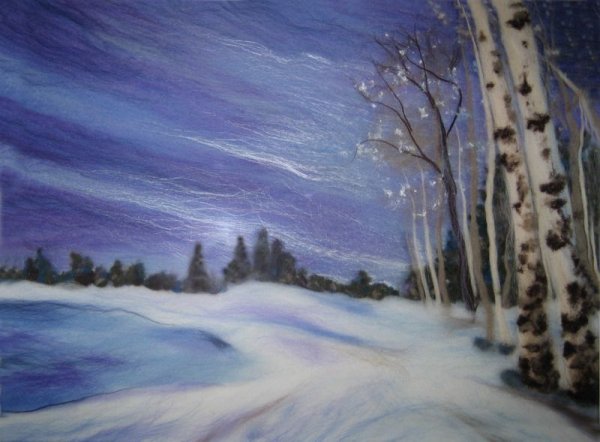 Шерстяная акварель зима