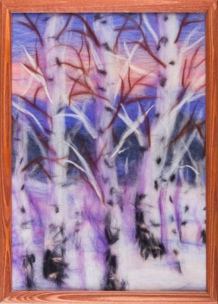 Зимнее панно из шерсти