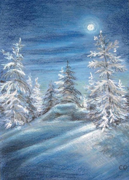 Зимний пейзаж пастелью