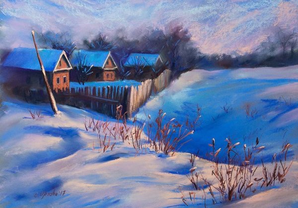 Художник Евгений Гринин пастель зима