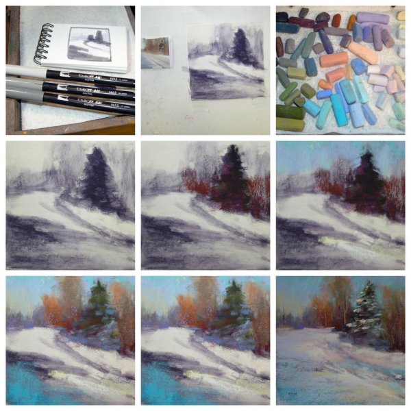 Рисуем пастелью пейзаж поэтапно