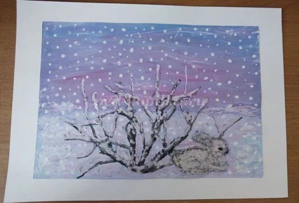 Мастер-класс зимний пейзаж в нетрадиционными техниками