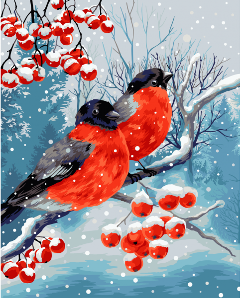 Новогодние открытки со снегирями