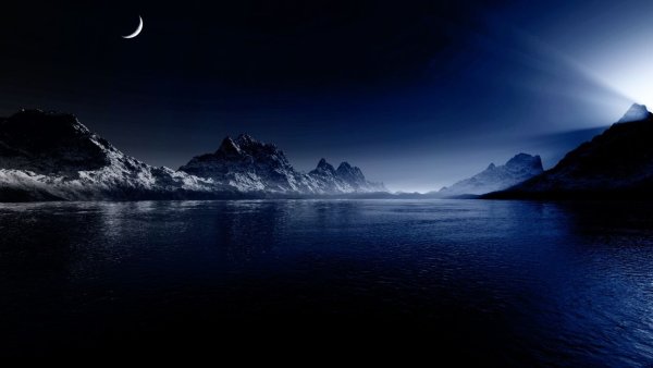 Ночь Луна горы