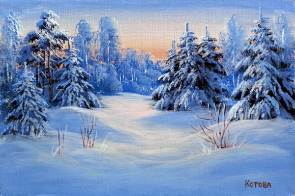 Зимний пейзаж для дошкольников