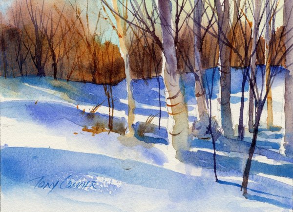 Акварельный Этюд зима