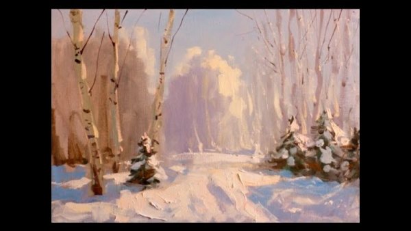 Кузнецов Михаил -акварель, зимний пейзаж