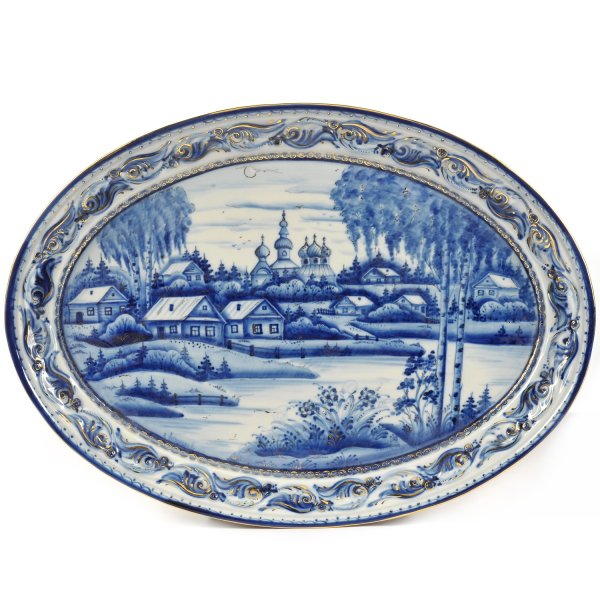 Гжель пейзаж зимний