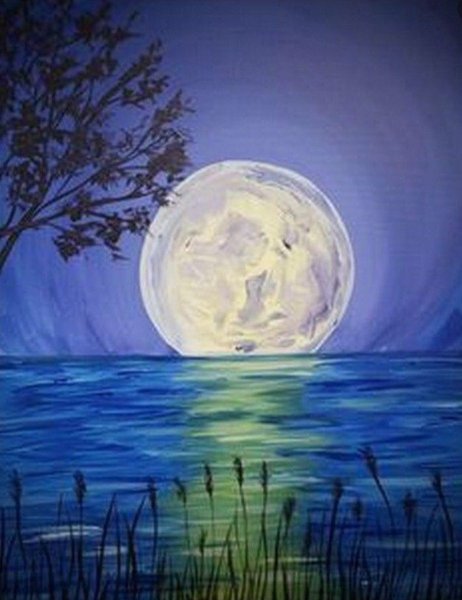 Рисование лунный пейзаж