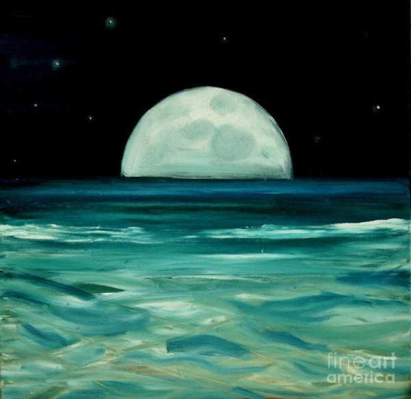 Пейзаж ночь гуашью