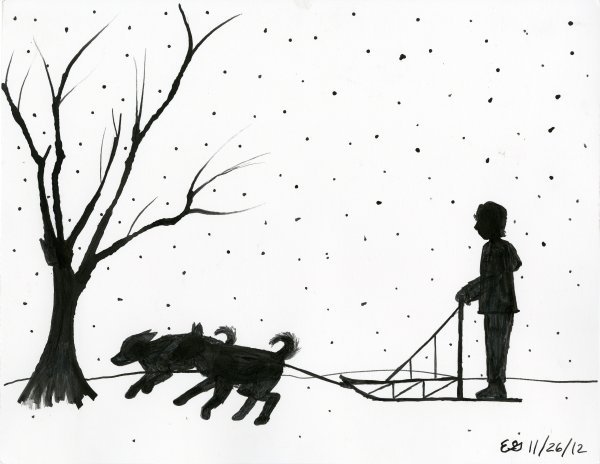 Зимний пейзаж силуэт