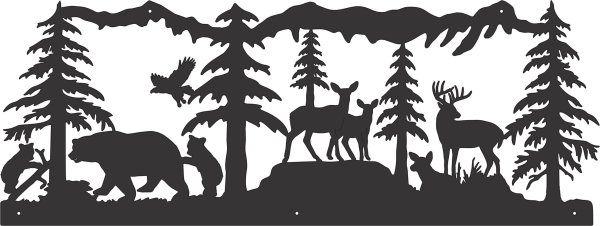 Силуэты гор и лесов