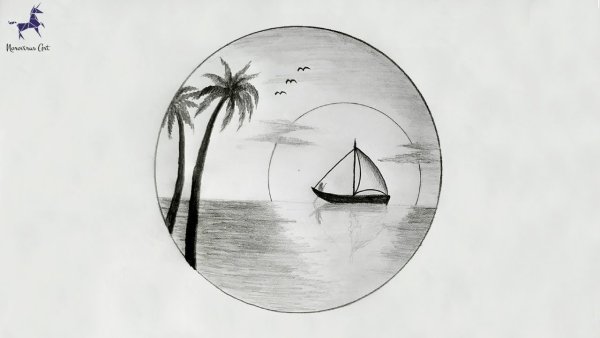 Картины карандашом для срисовывания пейзаж