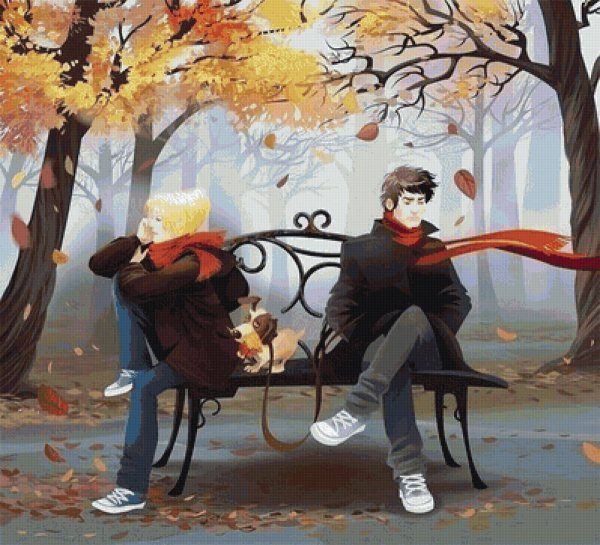 Кот в осенних листьях