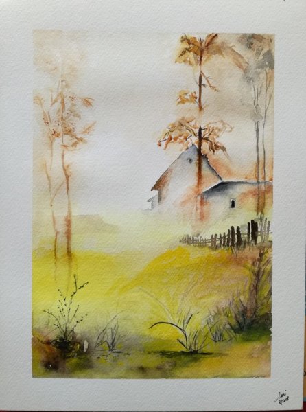 Простые Акварельные пейзажи