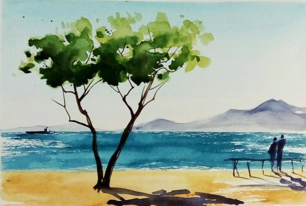 Пейзаж акварелью для начинающих