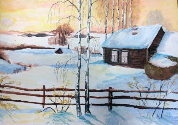 Родная деревня пейзаж зима