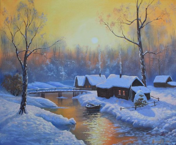 «Деревня зимой». Художник Алексей Степанов
