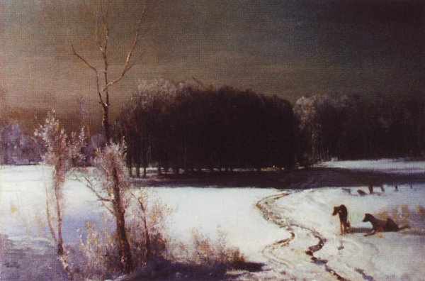 Юлий Клевер, «зимний пейзаж», 1900