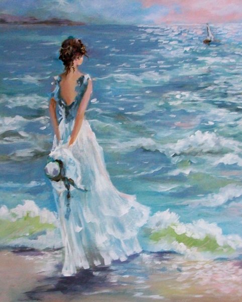 Морской пейзаж с людьми