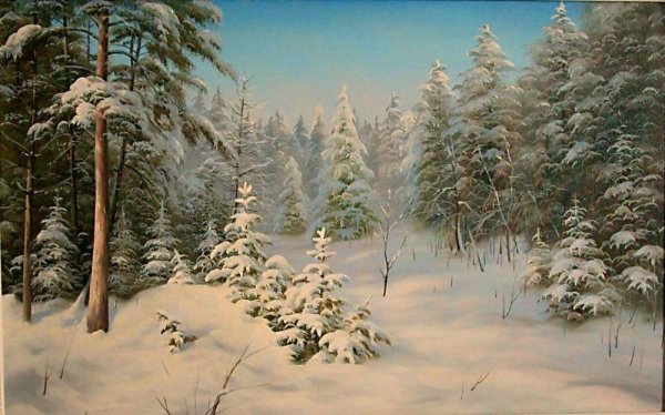 Зимний пейзаж с домиком