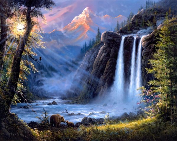 Картины Томаса Аколе водопады