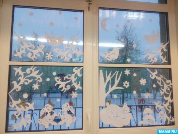 Зимний домик гуашью