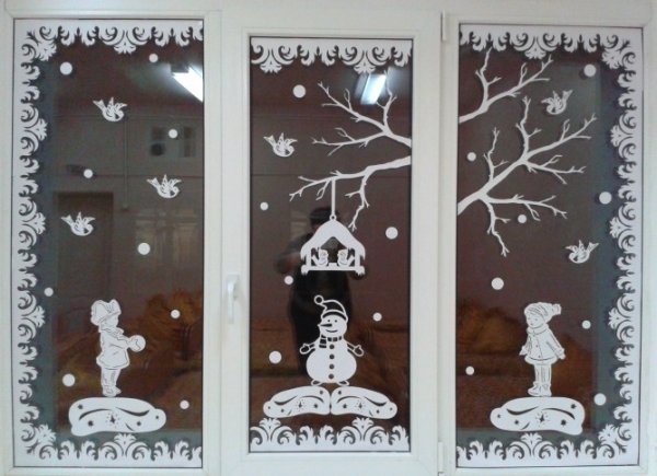 Зимнее окошко рисование