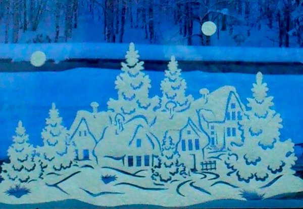 Новогодний пейзаж за окном