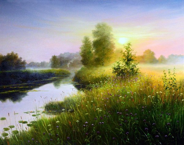Картины пейзажи Сергей Курицын река