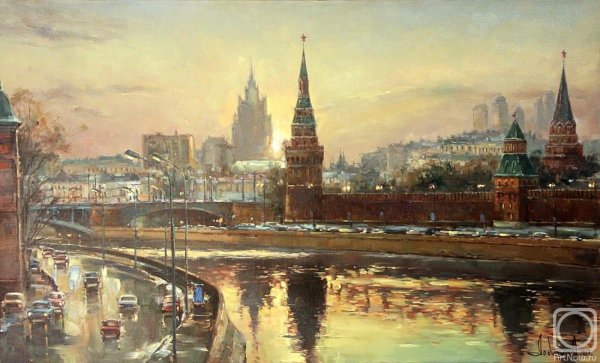 Живопись мастихин Москва река Кремль