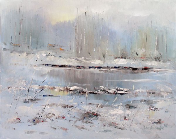 Живопись маслом мастихином зима