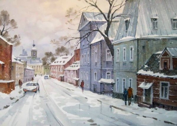 Акварель городской пейзаж Илья Горгоц