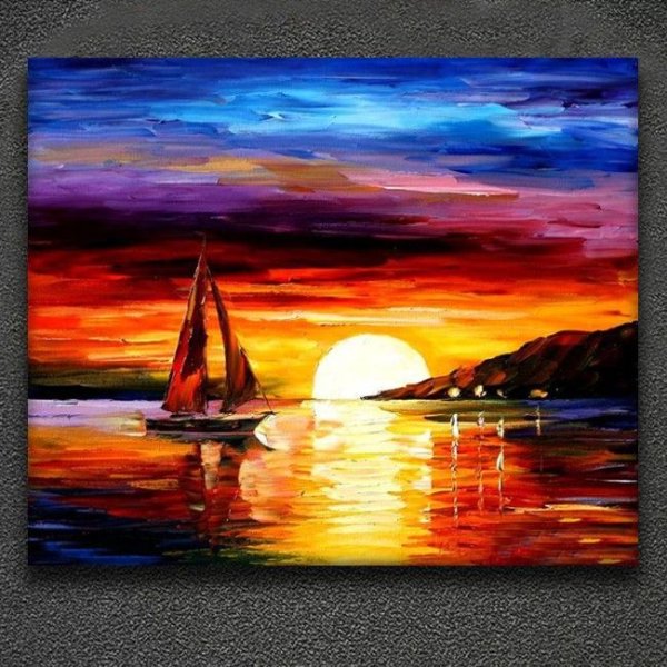 Закат акриловыми красками